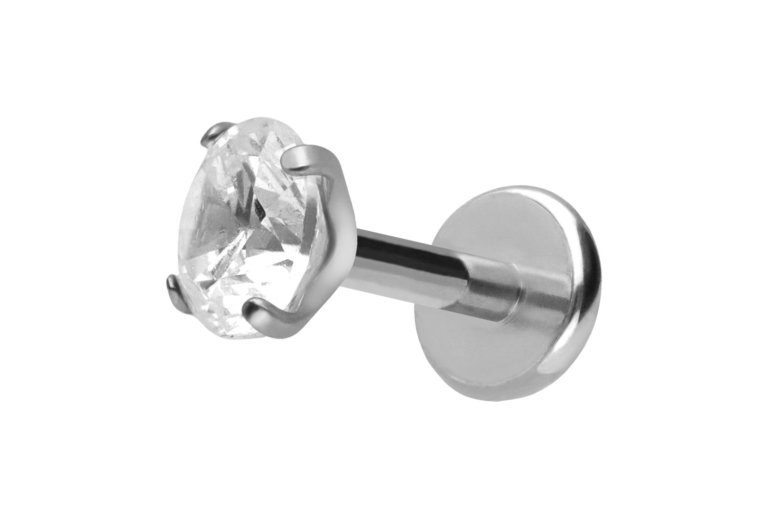 Titan Labret Piercing mit Push Fit EINGEFASSTER KRISTALL